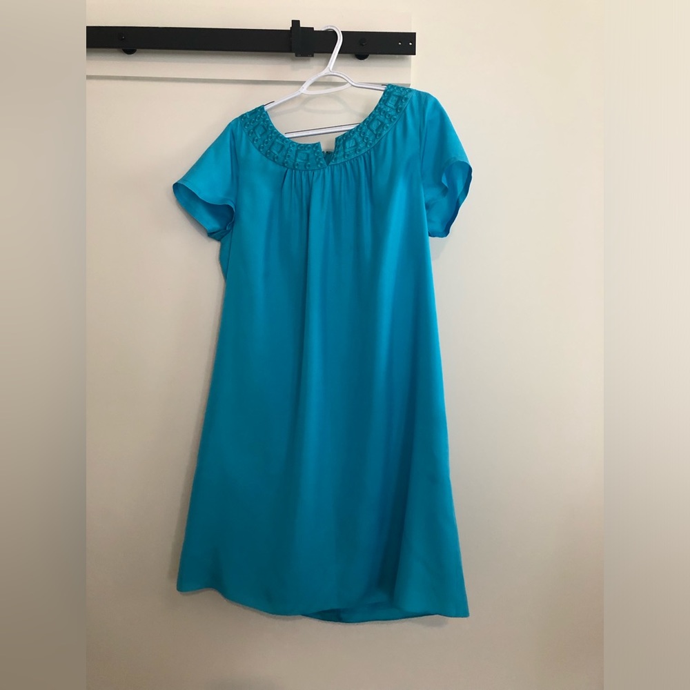 Lily Pulitzer silk beaded mini dress blue EUC